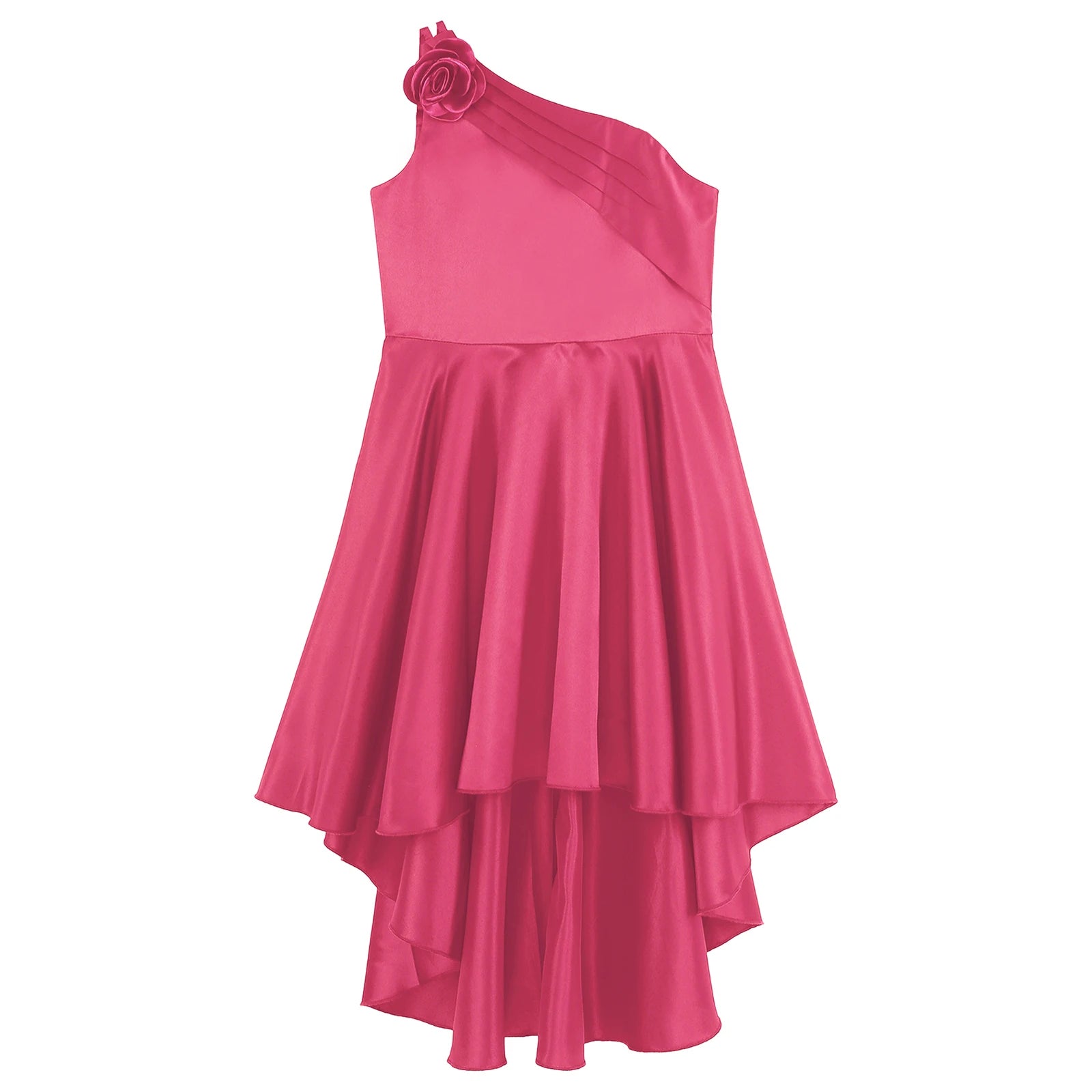 Kids Girls One Shoulder Party Dress Princess Wedding Birthday Party Formal Gown Pageant Banquet Graduation Ball Prom Dance Dress