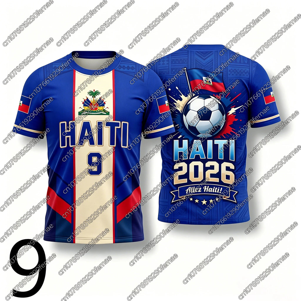 2026 Haiti Fans Sports T-Shirt Football Jersey Design Men Women Kids Hiking Top Daily Running Quick Dry Shirt Number Print