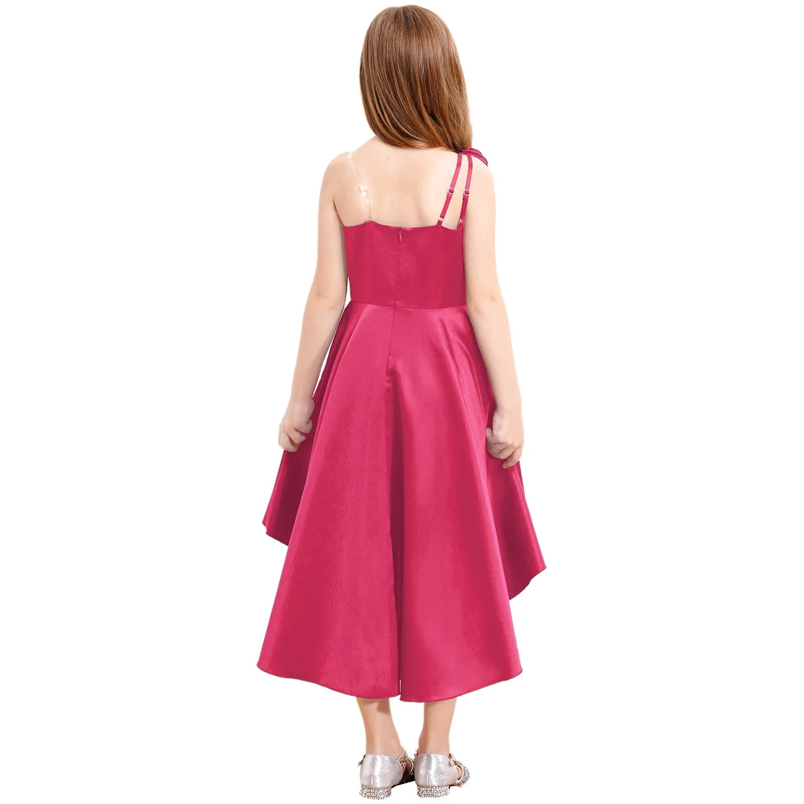 Kids Girls One Shoulder Party Dress Princess Wedding Birthday Party Formal Gown Pageant Banquet Graduation Ball Prom Dance Dress