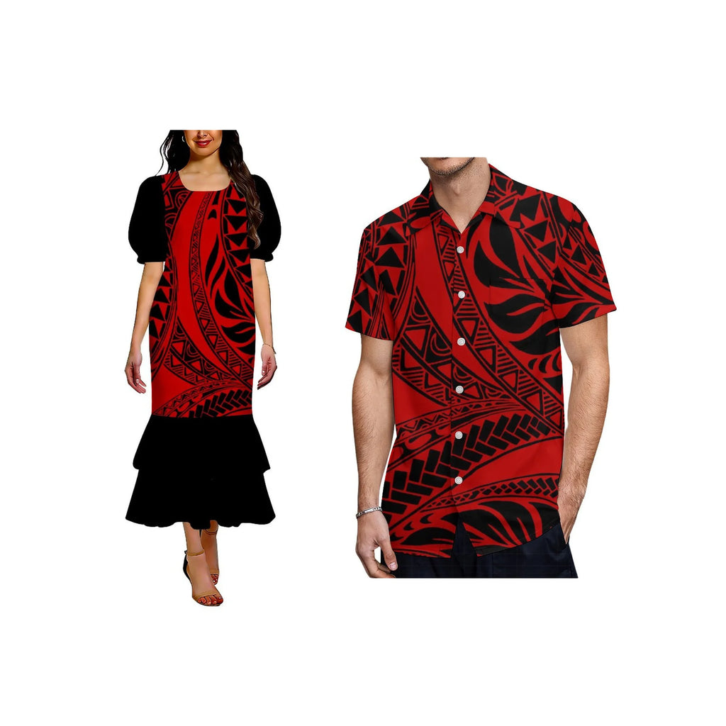 Pacific Island Design Stretch Mumu Ladies Mermaid Dress Factory Custom Polynesian Square Collar Micronesia Mumu Dress