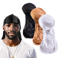 3PCS/LOT Long Durag Silk Satin Bandanas Cap Turban Hat Wigs Biker Headwrap Chemo Cap Pirate Hat Men Women Hair Accessories