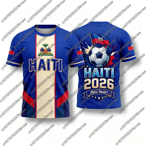 2026 Haiti Fans Sports T-Shirt Football Jersey Design Men Women Kids Hiking Top Daily Running Quick Dry Shirt Number Print
