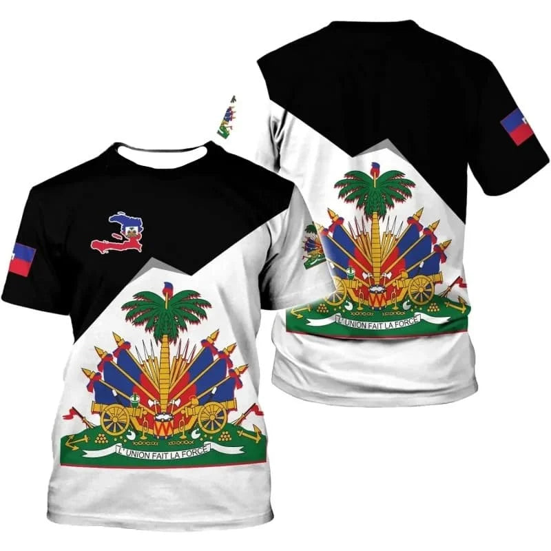 Haiti Flag Pattern T Shirt for Men Fashion Sports T-shirt Tops Summer Street 3D Printed Short Sleeves Casual Loose Tee Shirts