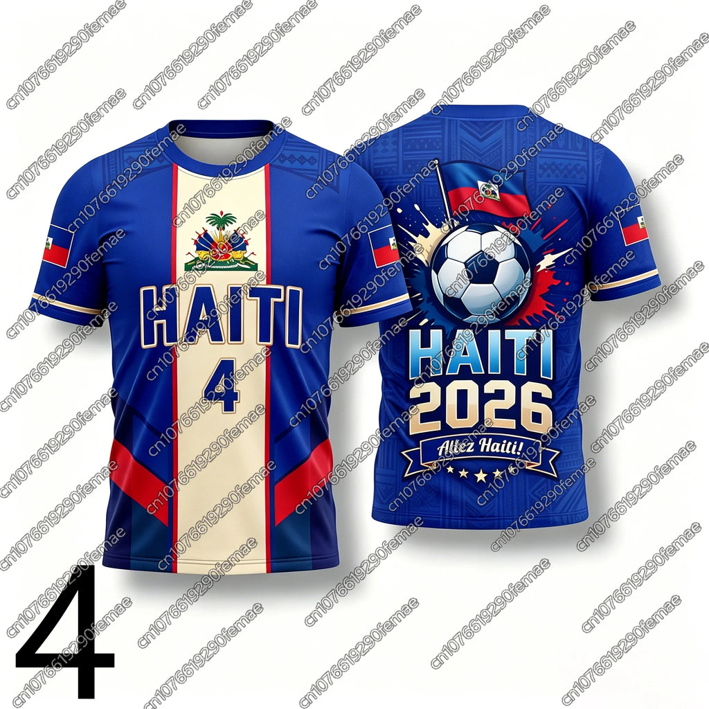 2026 Haiti Fans Sports T-Shirt Football Jersey Design Men Women Kids Hiking Top Daily Running Quick Dry Shirt Number Print